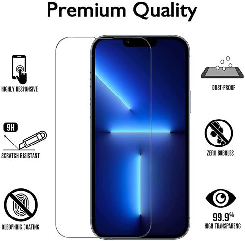2 protections en verre trempé 9H pour iPhone 14Plus/13 Pro Max