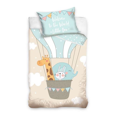 Tom - Parure de lit bébé - Housse de couette + taie déco Lapin - 100 x 135 cm