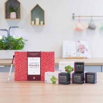 VERITABLE - Coffret cadeau fraises: 2 lingots à la fraise rouge, 2 lingots à la fraise blanche et 1 brosse à pollinisation