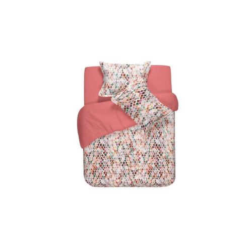 NAF-NAF Housse de couette 100% coton imprime Elie - 200x200 cm - Corail