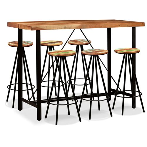 Vidaxl ensemble de bar 7 pcs bois de sesham massif et recycl&eacute; 275134