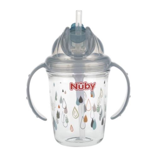 nuby gobelet flip-it en tritan avec anses - 240 ml - gris - 12 mois +