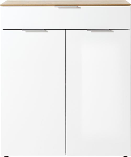 Commode coloris blanc / chêne-Navarra repro - Dim : 90 x 106 x 40 cm -PEGANE-