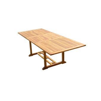 Table rectangulaire en teck aspect huilé AEDAN L.180-240 P.100 cm - 1