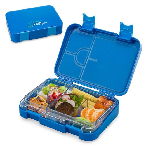 Boîte Repas - Junior Schmatzfatz - Boîte À Goûter - 6 Compartiments - 21,3X15X4,5Cm - Sans Bpa - Bleu