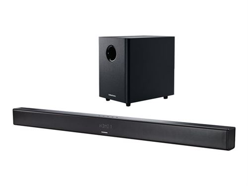 Grundig GSB 980 - Système de barre audio - pour home cinéma - Canal 2.1 - sans fil - Bluetooth - 120 Watt (Totale) - noir
