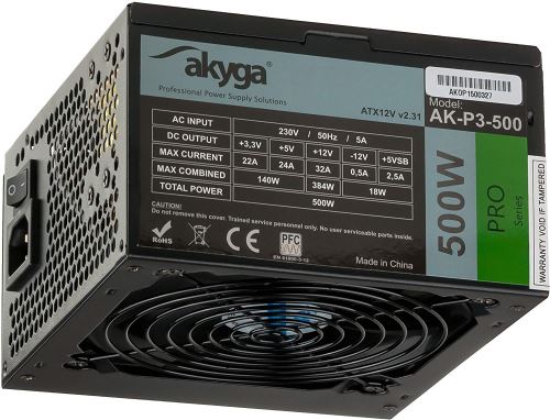 akyga Bloc d'alimentation 500 W, Ventilateur Silencieux 120 mm Gris Noir