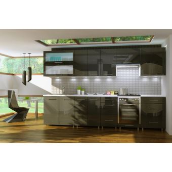 Cuisine gris graphite laquée INFINITY 10 éléments 3m ...