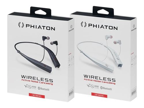 Phiaton BT 100 NC - In-ear hoofdtelefoons met micro - inwendig - Bluetooth - draadloos - actieve geluidsdemping - wit