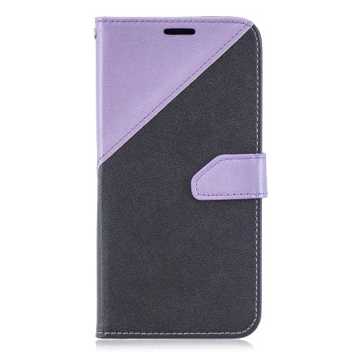Etui en PU épissage bicolore grain de sable violet clair avec support pour votre Samsung Galaxy A70