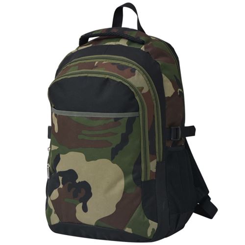 Vidaxl Multicolore Rugzak Voor School 40 L Zwart En Camouflage91110 - Image 1