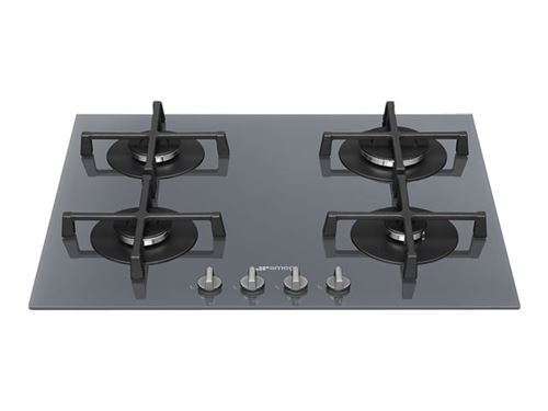 Smeg Cucina PV264S - Table de cuisson au gaz - 4 plaques de cuisson - Niche - largeur : 56 cm - profondeur : 48.2 cm - argent - avec bord droit