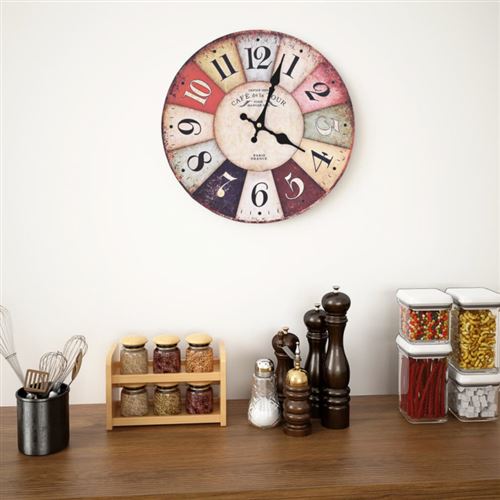 vidaXL Wandklok vintage-stijl 30 cm meerkleurig