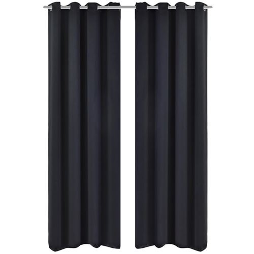 vidaXL Rideau occultant 2 pcs avec œillets métalliques 135x175 cm Noir