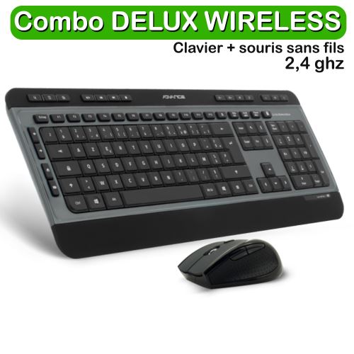 Pack clavier + souris sans fil RF Deluxe - AZERTY - Revêtement soft touch