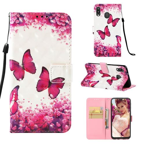 Etui en PU impression de motifs papillon et fleur pour votre Samsung Galaxy M20