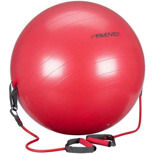 Avento Ballon de fitness et tubes de résistance 65cm Rouge 41TO-ROG-65