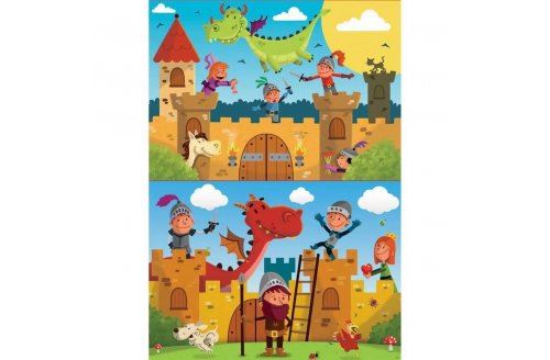 Puzzle Chateau Fort : Chevaliers Et Dragons 2 X 48 Pieces Educa 17151 - vue 2