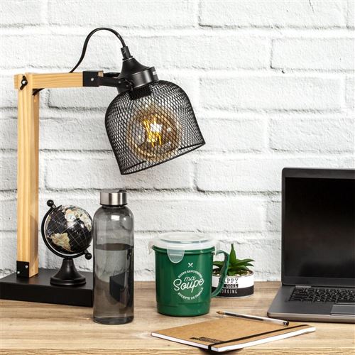 The Home Deco Light Lampe De Bureau Style Industriel Metal Et Bois Luminaires Interieur Luminaires Eclairage