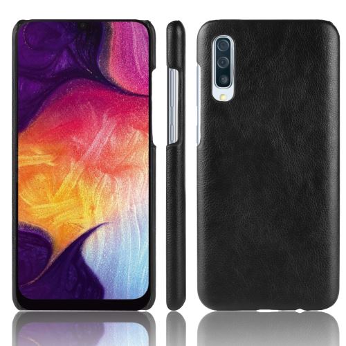Etui en PU litchi dur noir pour votre Samsung Galaxy A70