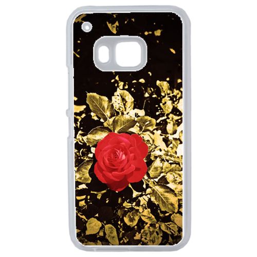 Coque Rose Et Feuille D'or Compatible Htc One 2 M9 Transparent