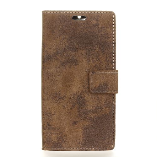 Etui en PU style vintage avec support marron pour votre Motorola Moto Z4 Play