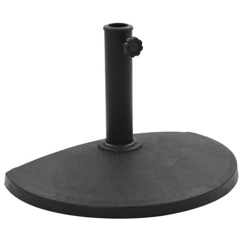 Socle demi rond de parasol Polyrésine 9 kg Noir