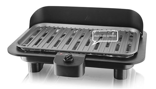 Emerio Barbecue électrique, appareil de table, anti-adhésif, noir, 38 x 22 cm