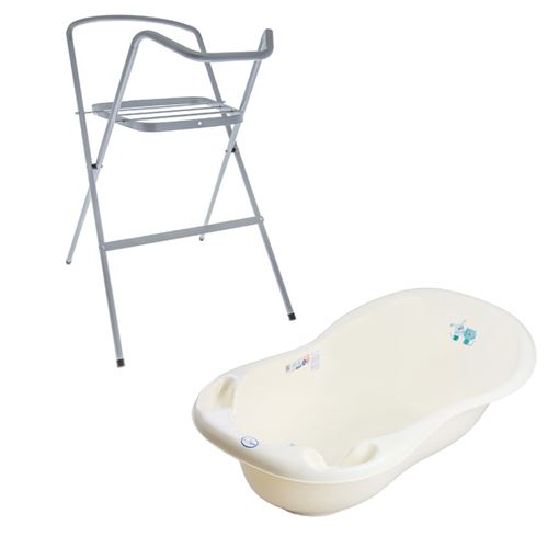 Baignoire B&eacute;b&eacute; Thermom&egrave;tre Jaune Dog And Cat 102 Cm + Pied