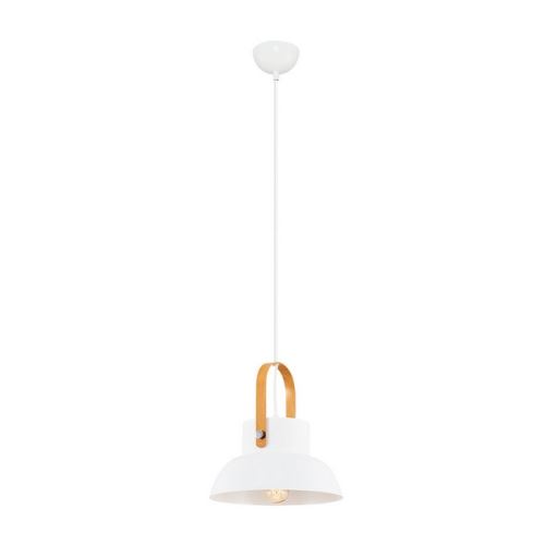 HOMEMANIA Lampe à Suspension Buck Chandelier - de Plafond - Blanc, Bois en Métal, 24 x 24 x 120 cm, 1 x E27, Max 40W