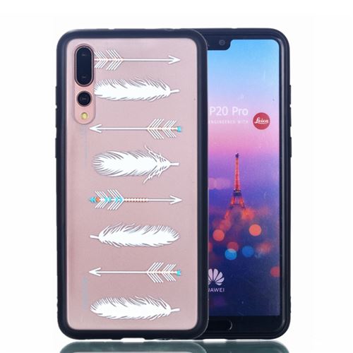 Coque en TPU hybride plume blanche et flèche pour votre Huawei P20 Pro