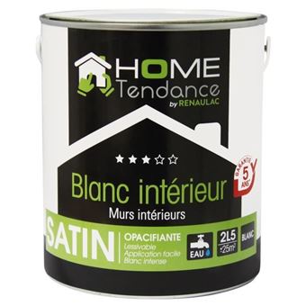 Peinture Murale 2 5l Blanc Satin Lessivable Home Tendance By