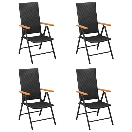 Chaises de Jardin Résine Tressée 4 Pcs - Noir