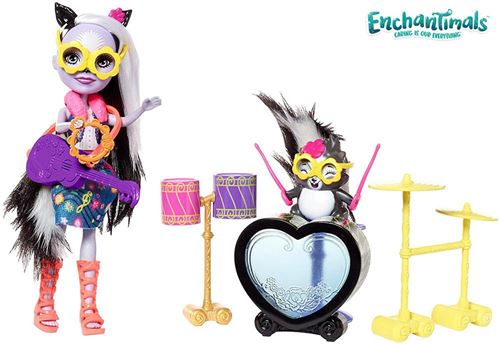 Playset Enchantimals La Moufette joue batterie