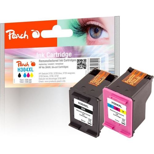 PEACH  PI300-808 Cartouche d'encre 2 pi&egrave;ce(s) Rendement &eacute;lev&eacute; (XL) Noir, Cyan, Magenta, Jaune