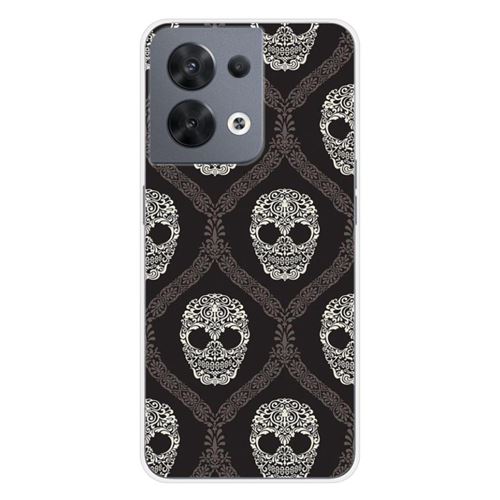 Coque en silicone imprimée compatible Oppo Reno 8 5G Floral skull