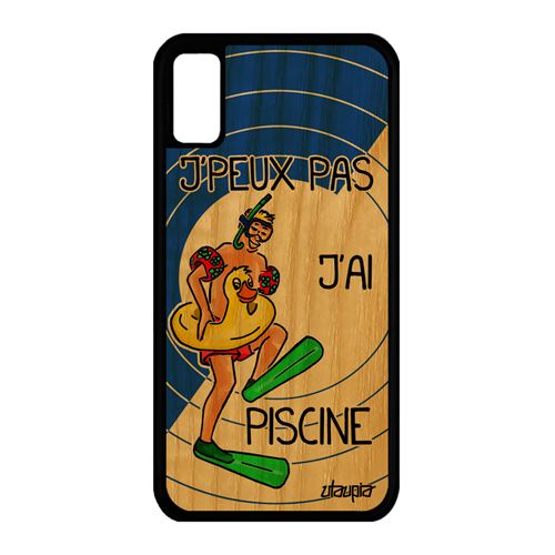 Coque Iphone Xs Bois Silicone Humour Jpeux Pas Jai Piscine Bleu