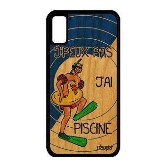 Coque Iphone Xs Bois Silicone Humour Jpeux Pas Jai Piscine Bleu