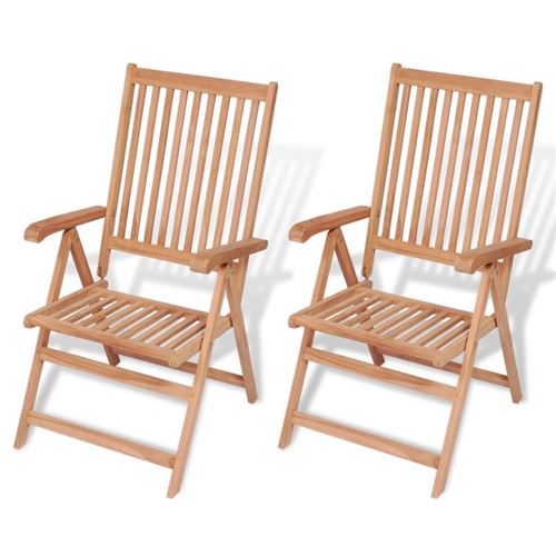 VIDAXL Chaises Inclinables De Jardin 2 Pcs Bois De Teck Solide Yueyinnkeji