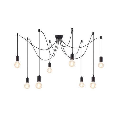TINA Suspension araignée 8 tetes - Métal - Noir - Ampoules LED comprises (x8)
