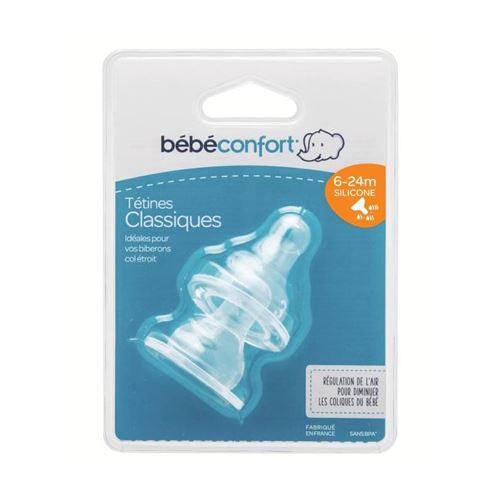 Bébé Confort Tétine Col Etroit en Silicone T3 3 Vitesses Transparent 2 Pièces