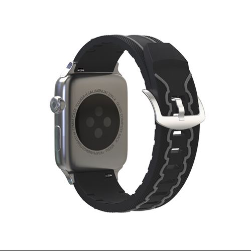 Bracelet en silicone motif flexible noir/gris pour votre Apple Watch Series 4 44mm/Series 3/2/1 42mm