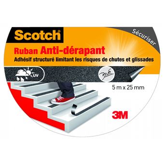 Ruban adhésif antidérapant de réparation SCOTCH, une face L.5 m x l.25 mm  noir - Colle et produits de fixation - Achat & prix