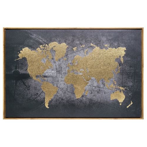 ATMOSPHERA - Tableau Monde Encadré - Décoration Murale - Or - 58 x 88 cm - Image 2