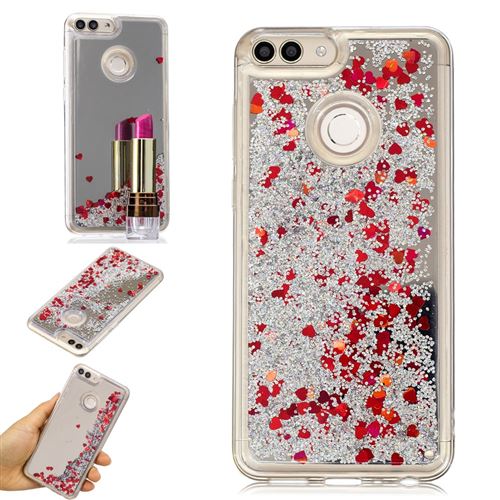 Coque en TPU flottantes paillettes de scintillement sables mouvants surface du miroir argent pour votre Huawei P Smart/Enjoy 7S