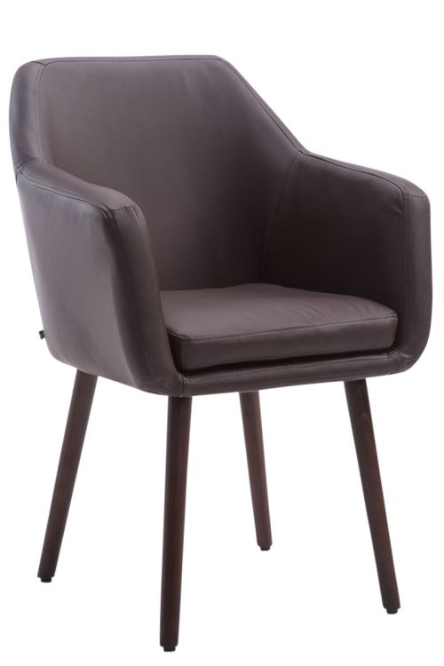 Chaise de salle à manger Utrecht Similicuir - Piètement Noyer - Siège Gris foncé