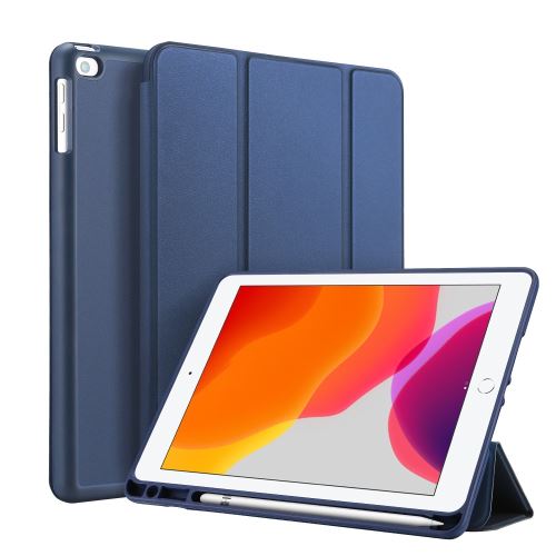 Etui en PU avec support tripliure et porte-stylo bleu pour Apple iPad 10.2 (2019)