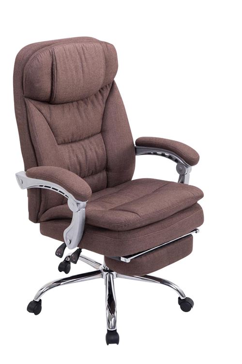 CLP Fauteuil de bureau Troy en tissu avec repose-pieds , Marron