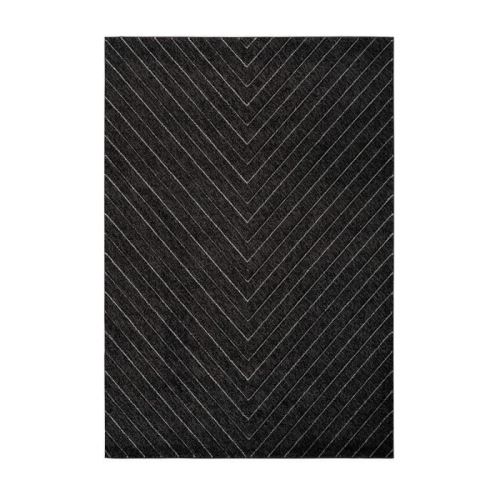 Lalee Swi 102 - COMMUTATEUR KVM - Tapis Swing 102 Graphite 100% PP Heatset Frisée 080 x 150 cm, 100% polypropylène, Noir, 80x150
