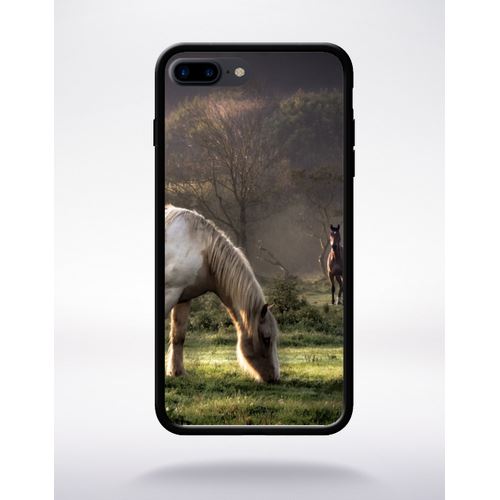 Coque Chevaux Compatible Apple Iphone 7 Plus Bord Noir Silicone